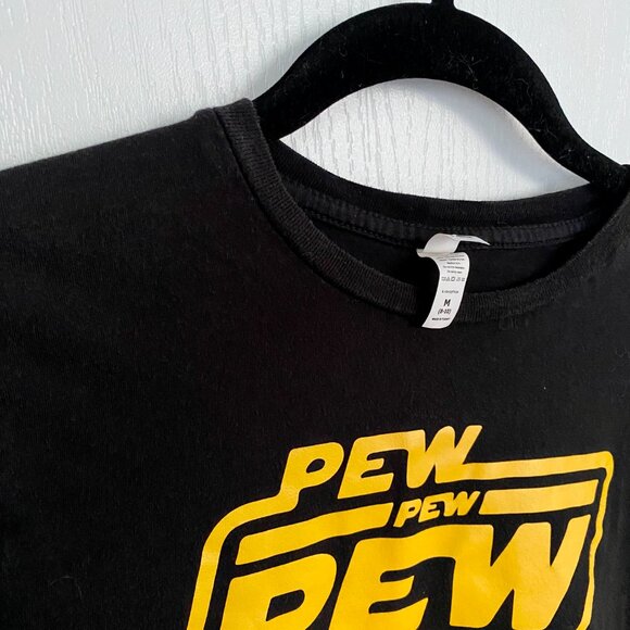 Kids Star Wars Pew Pew Black Cotton Graphic Short Sleeve Tee Shirt Size 8-10 - Picture 2 of 4